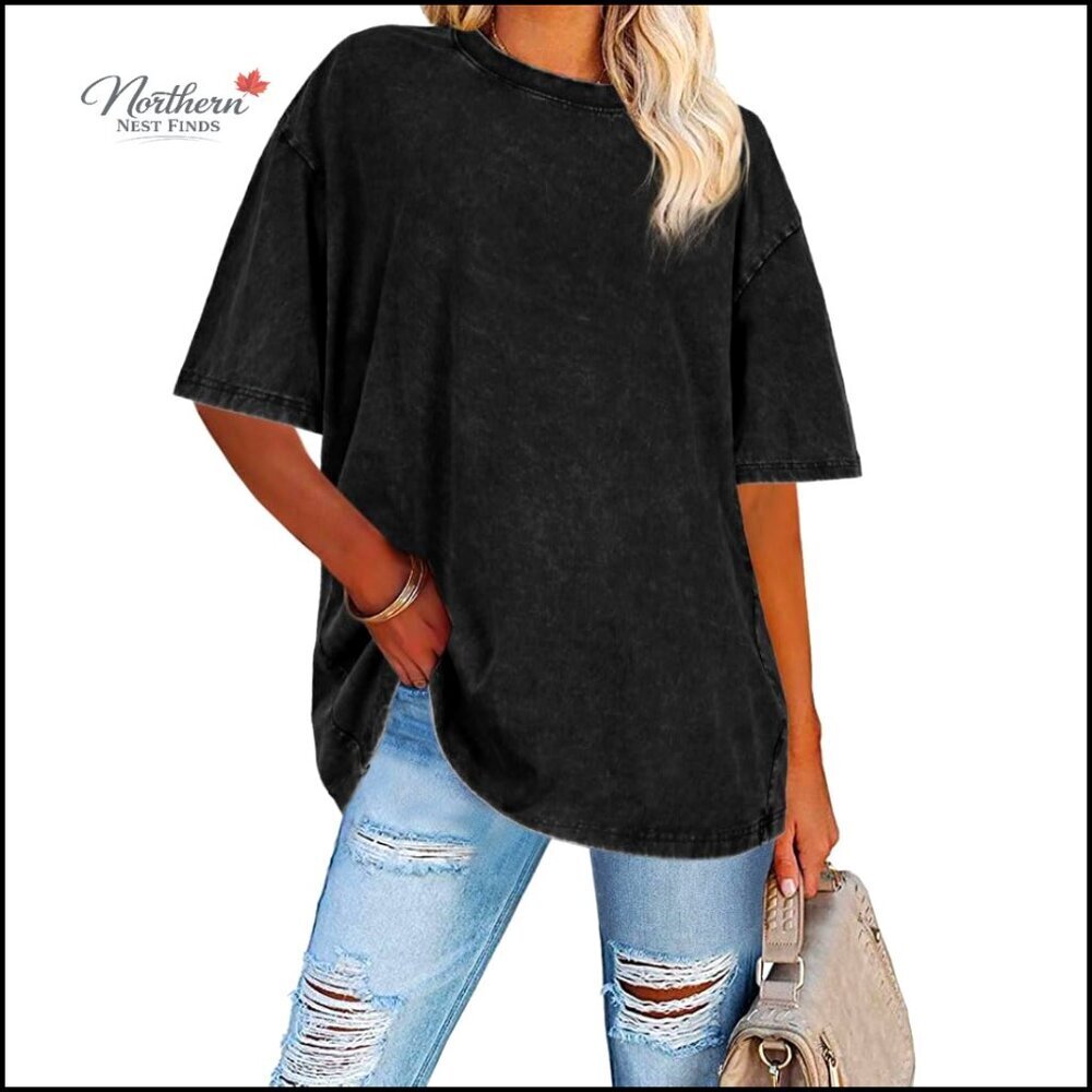 Oversized Vintage Washed Short Sleeve Tee Loose Fit Unisex Top